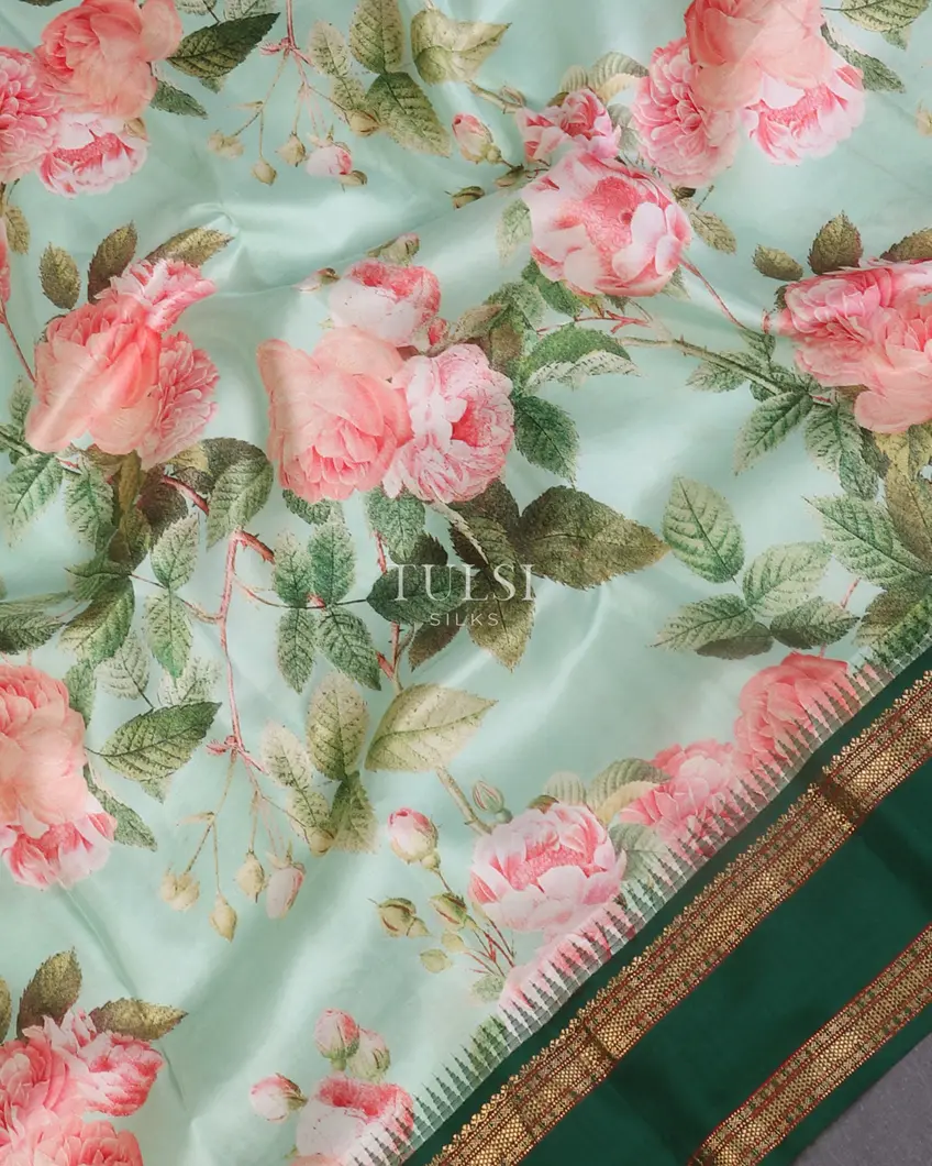 Blue Printed Soft Silk Saree T5360535