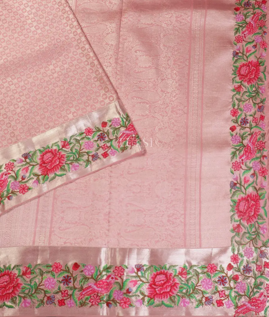 Pink Kanjivaram Embroidery Silk Saree T5305372