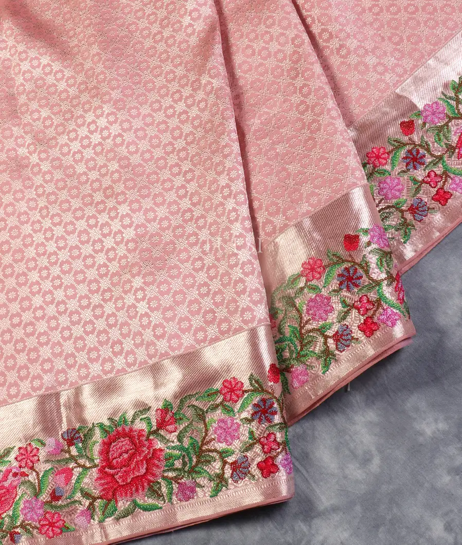 Pink Kanjivaram Embroidery Silk Saree T5305374