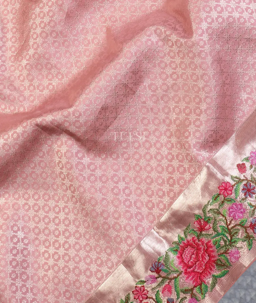 Pink Kanjivaram Embroidery Silk Saree T5305375