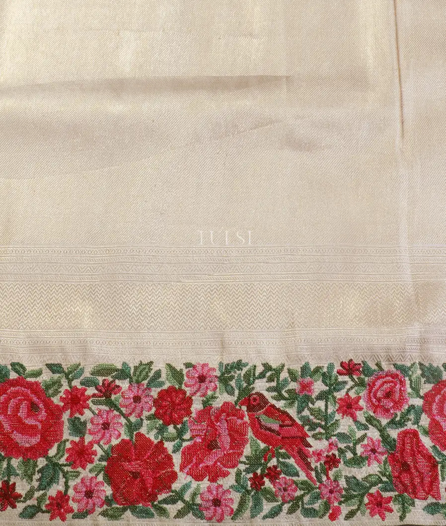 White Kanjivaram Embroidery Silk Saree T5383753