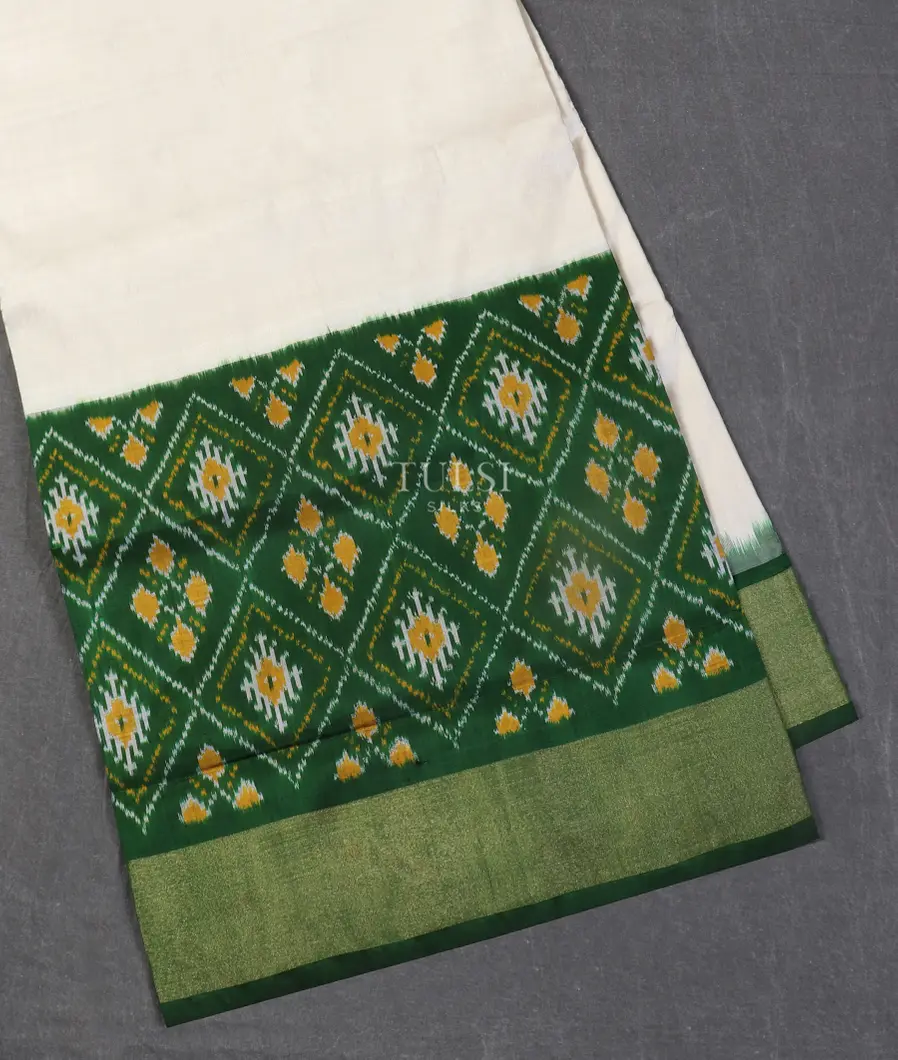 Off-White Ikat Silk Saree T540784-image