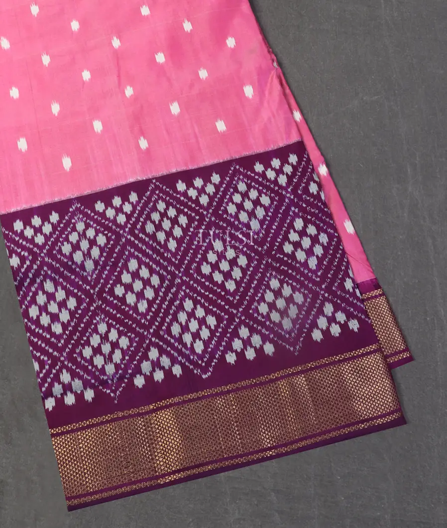 Pink Ikat Silk Saree T540792-image