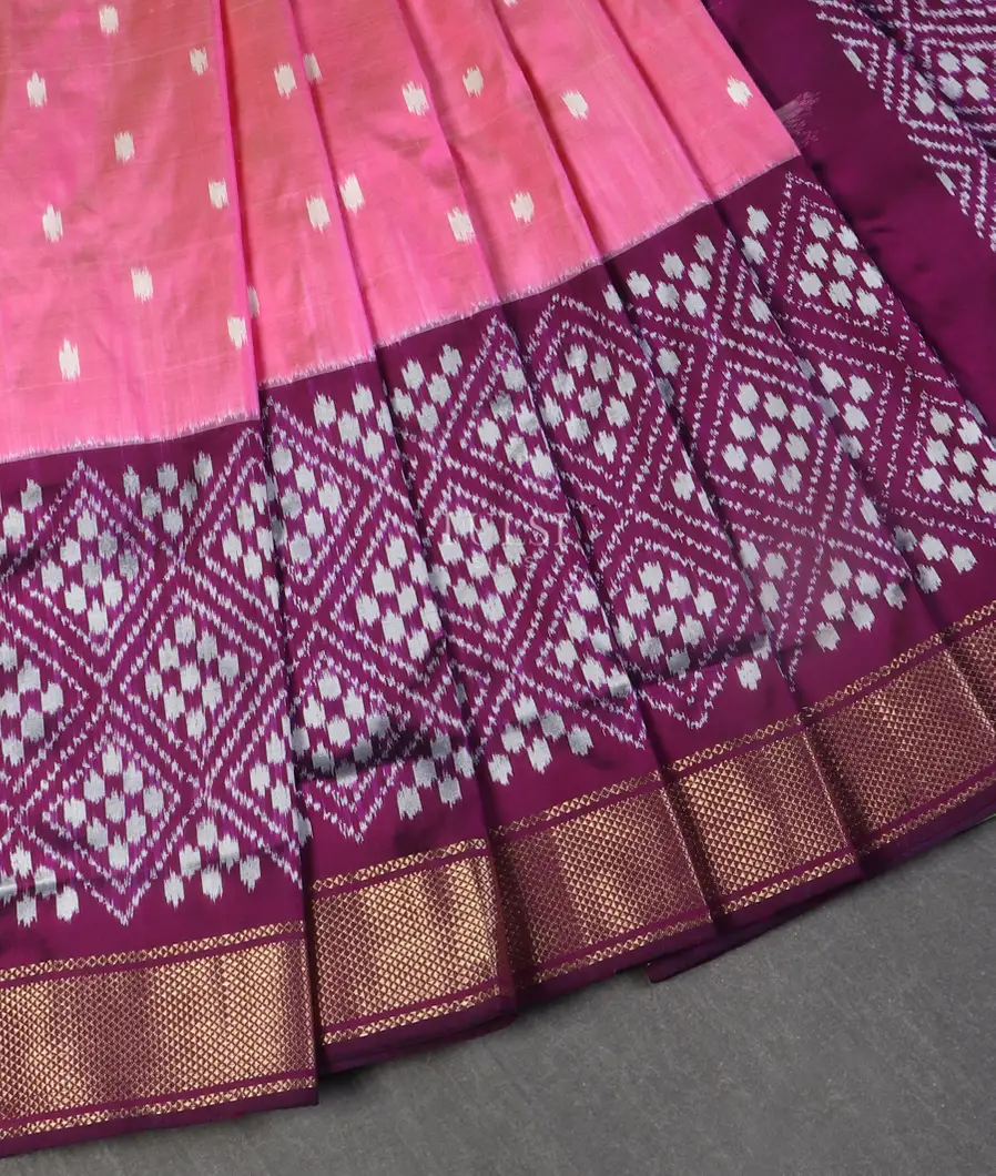 Pink Ikat Silk Saree T5407922