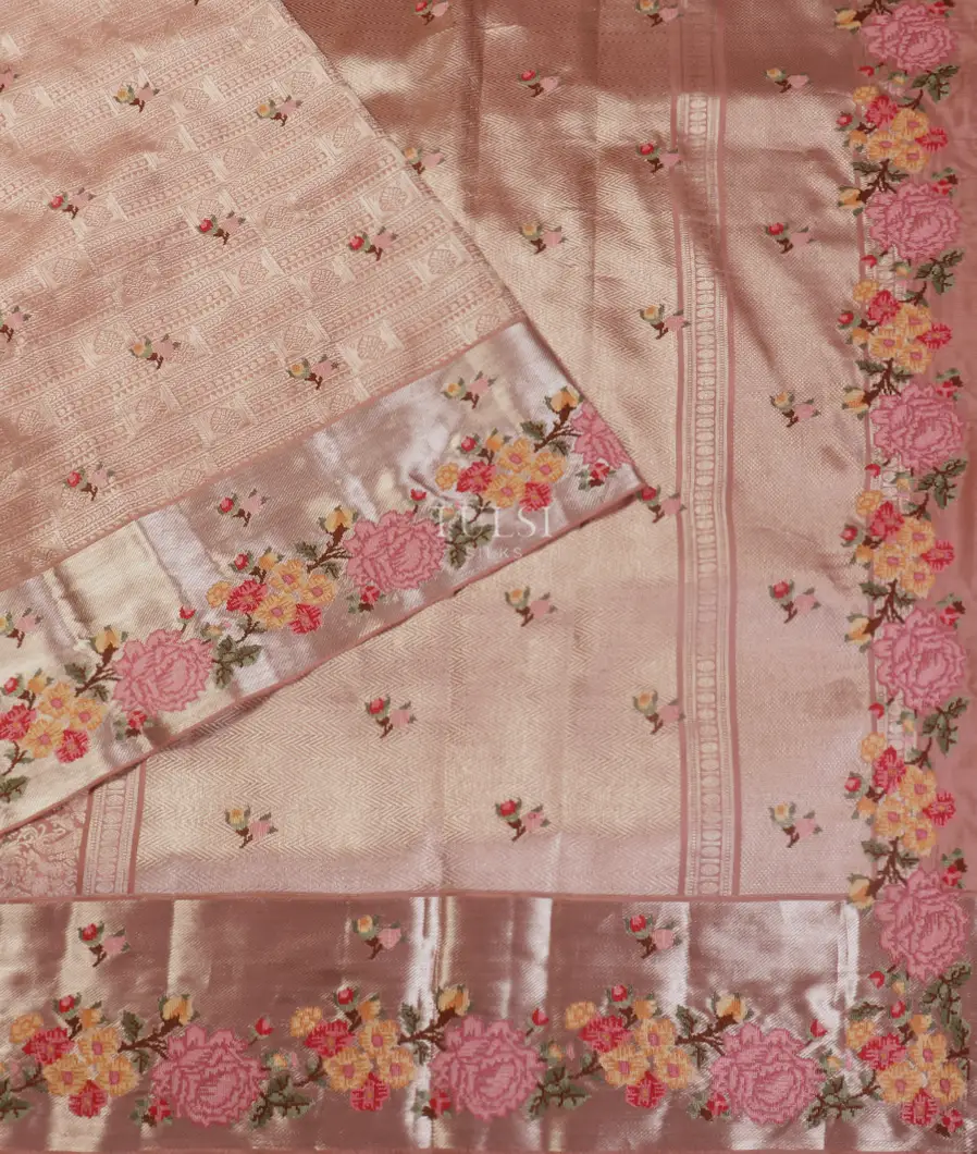 Mauve Pink Kanjivaram Embroidery Silk Saree T5383702