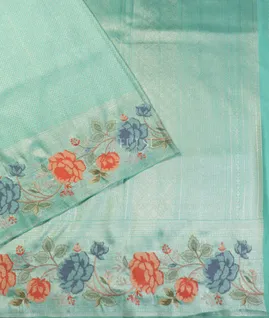 Blue Kanjivaram Embroidery Silk Saree T5369442