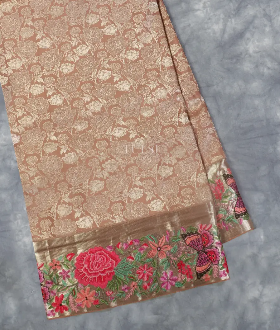 Brown Kanjivaram Embroidery Silk Saree T538360-image