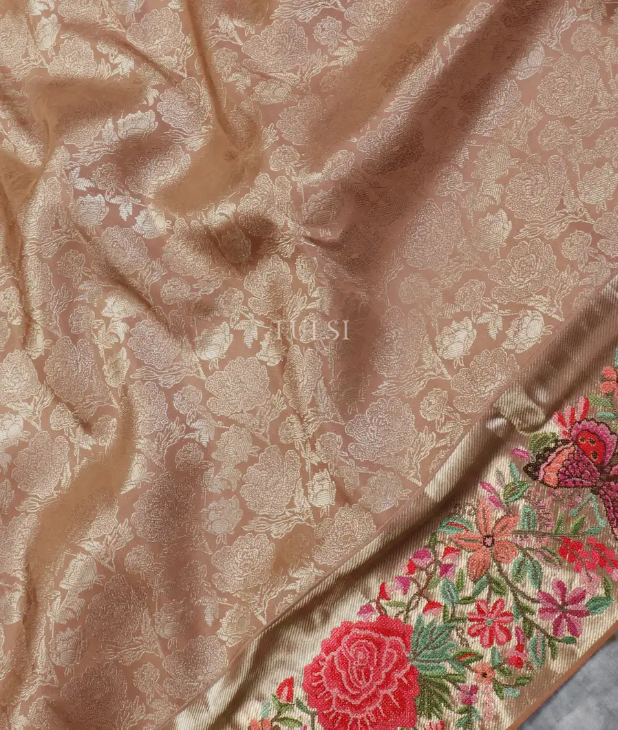 Brown Kanjivaram Embroidery Silk Saree T5383605