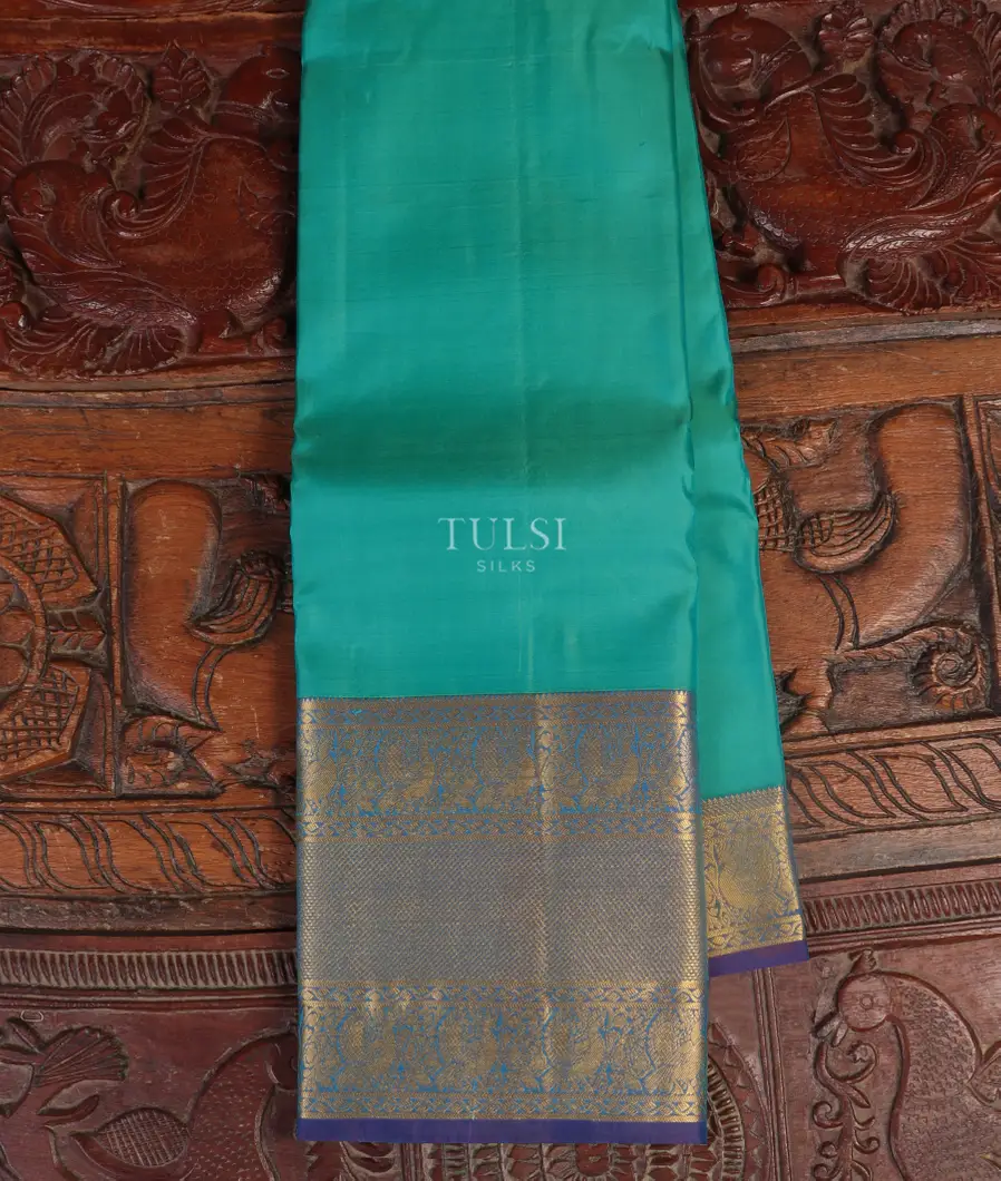 Bluish Green Soft Silk Saree T491369-image