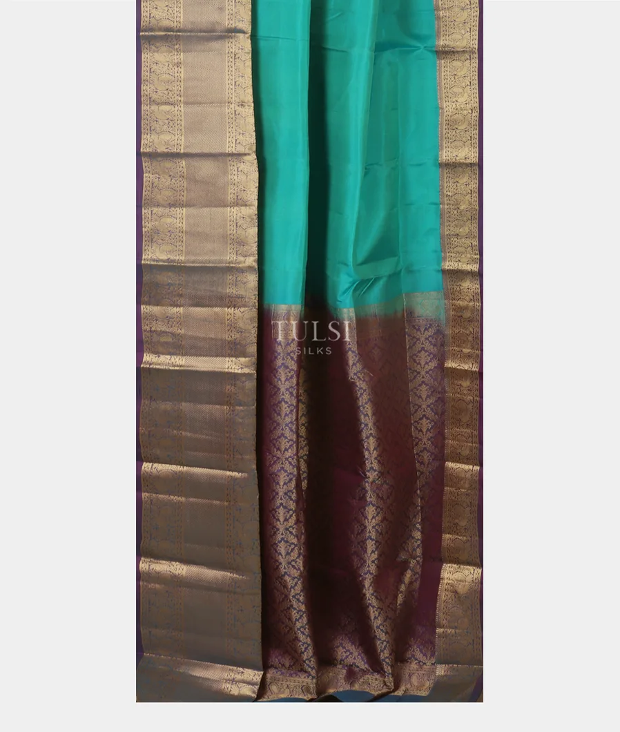 Bluish Green Soft Silk Saree T4913692