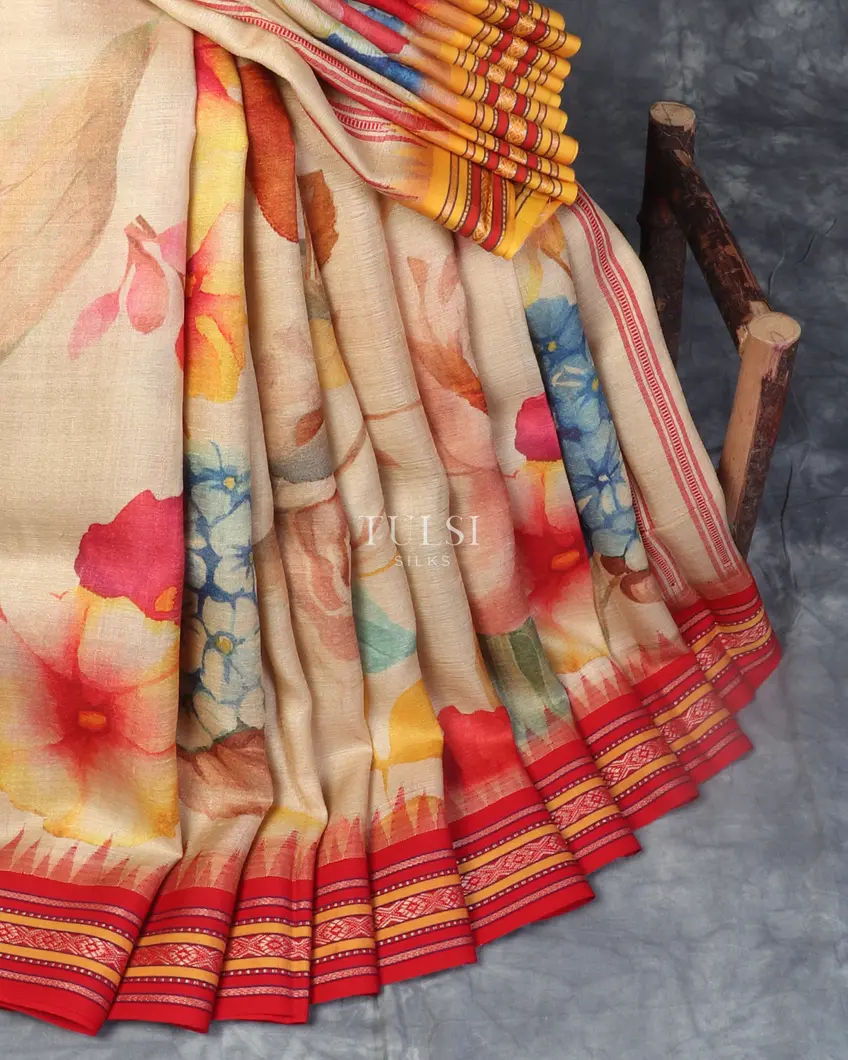 Beige Vidarbha Tussar Saree T5120632