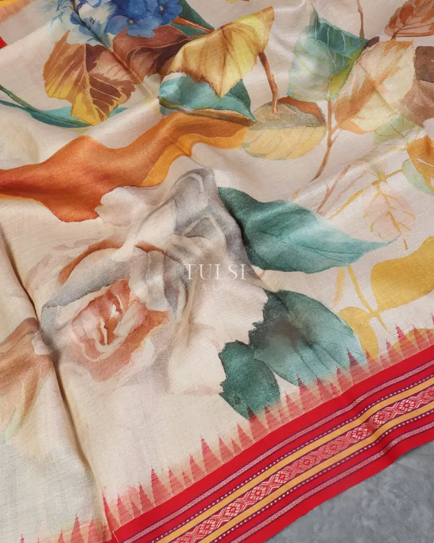 Beige Vidarbha Tussar Saree T5120634