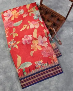 Red Vidarbha Tussar Saree T5304511