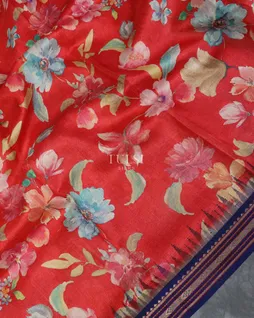 Red Vidarbha Tussar Saree T5304514