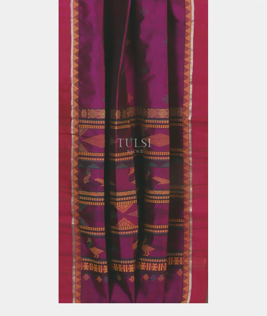 Purple Silk Cotton Saree T5418412
