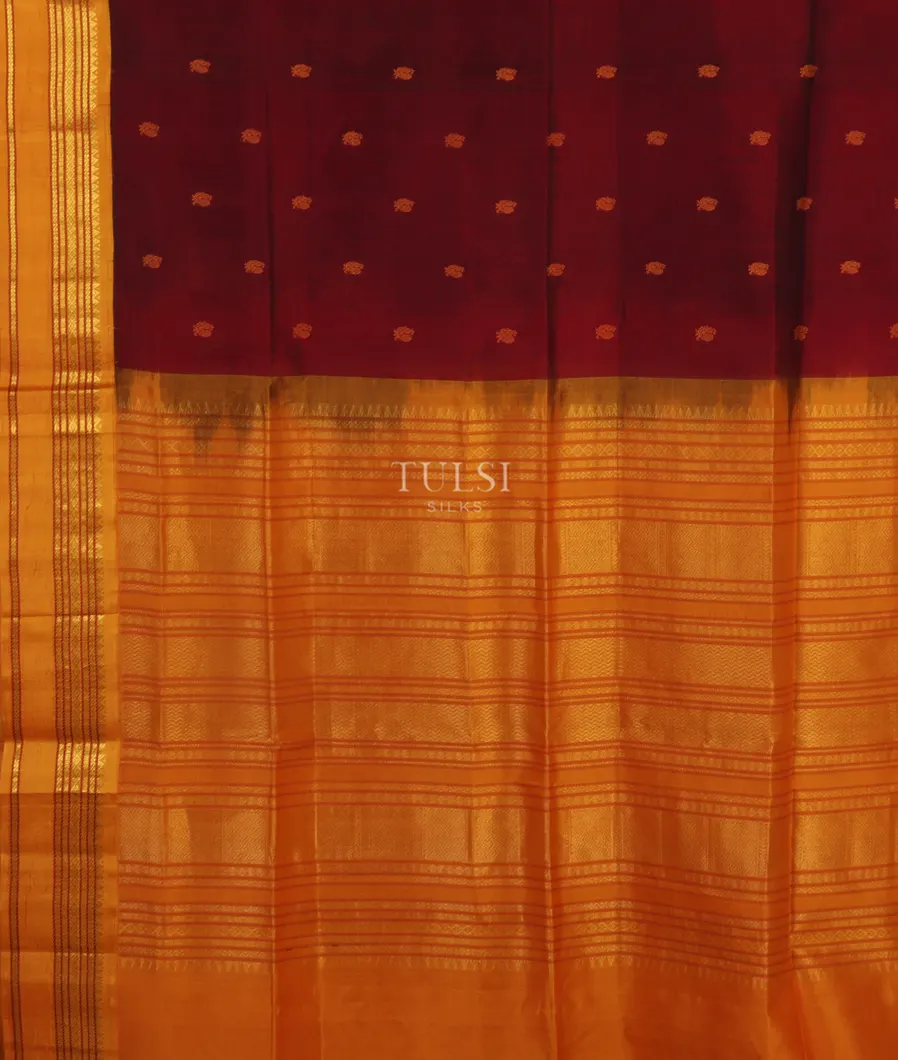 Maroon Silk Cotton Saree T5417204