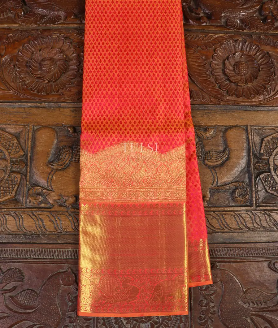 Orangish Pink Kanjivaram Silk Saree T324627-image