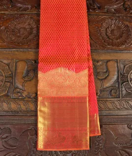 Orangish Pink Kanjivaram Silk Saree T3246271