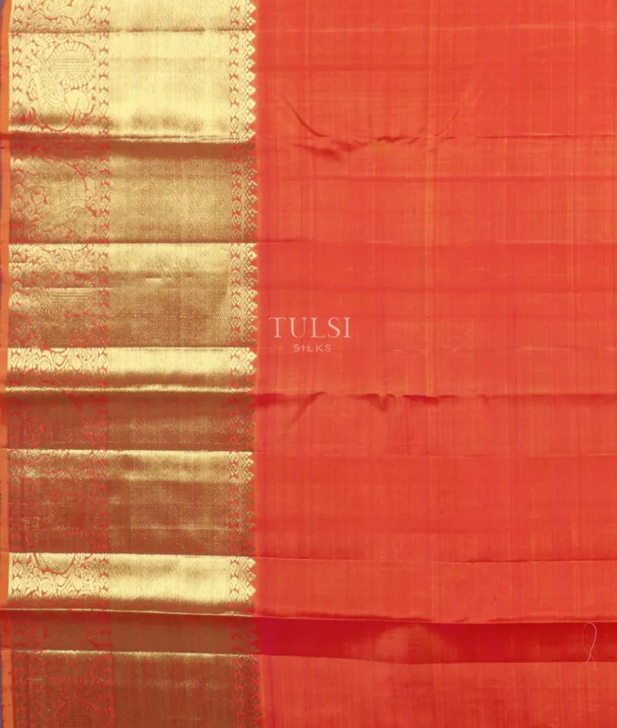 Orangish Pink Kanjivaram Silk Saree T3246273
