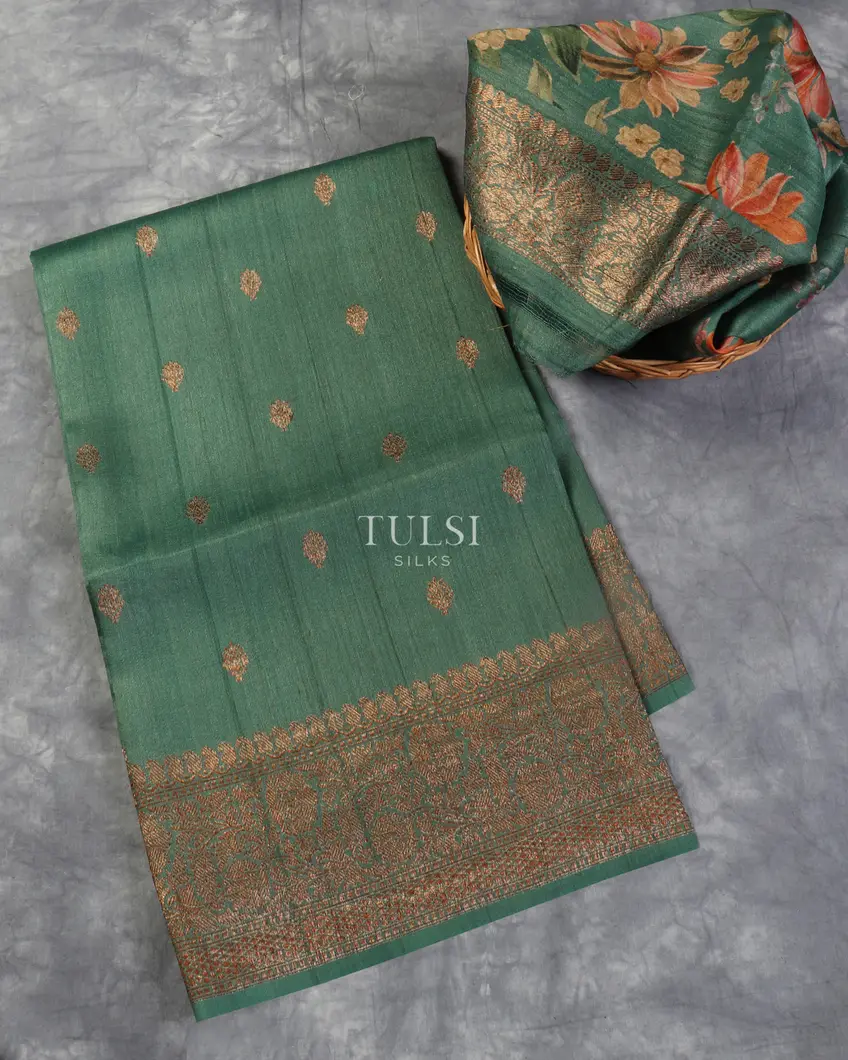 Green Banaras Tussar Georgette Saree T541862-image