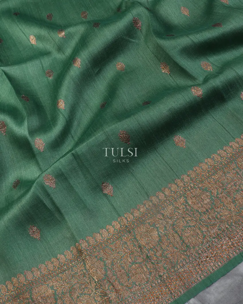 Green Banaras Tussar Georgette Saree T5418624