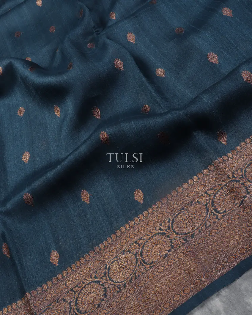 Blue Banaras Tussar Georgette Saree T5418684