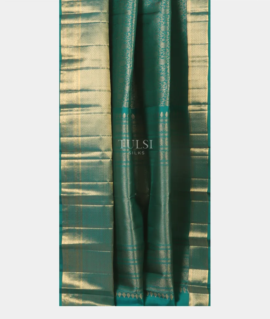 Peacock Blue Kanjivaram Silk Saree T5073622