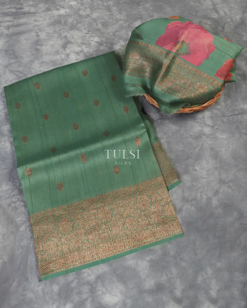 Green Banaras Tussar Georgette Saree T530418-image