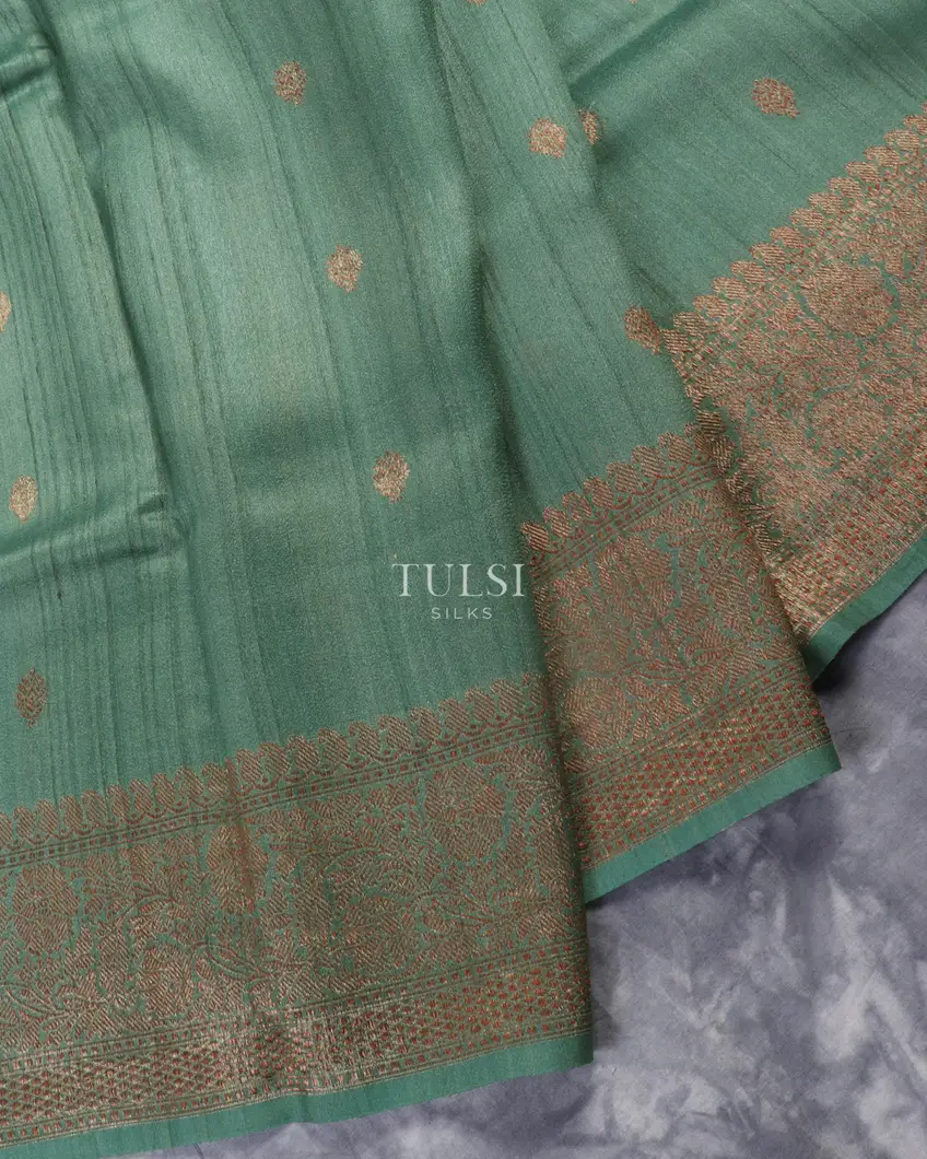 Green Banaras Tussar Georgette Saree T5304184