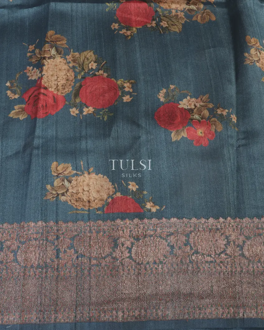 Blue Banaras Tussar Georgette Saree T5418743