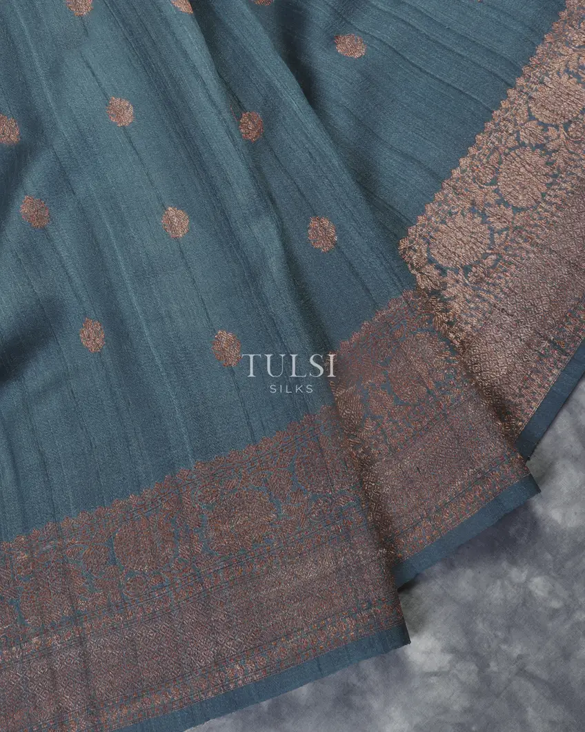 Blue Banaras Tussar Georgette Saree T5418744