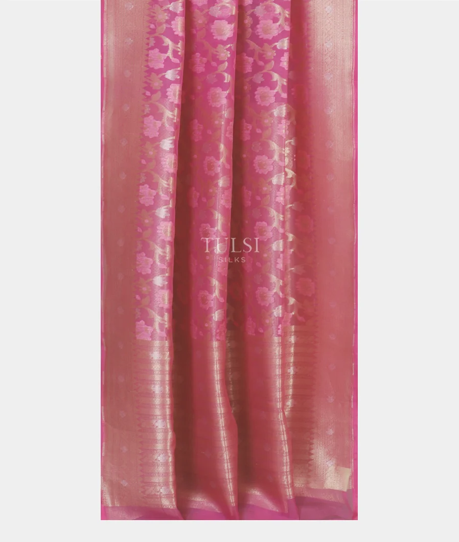 Pink Banaras Organza Saree T5421402