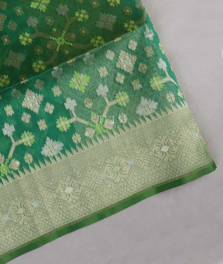 Green Banaras Organza Saree T522461-image