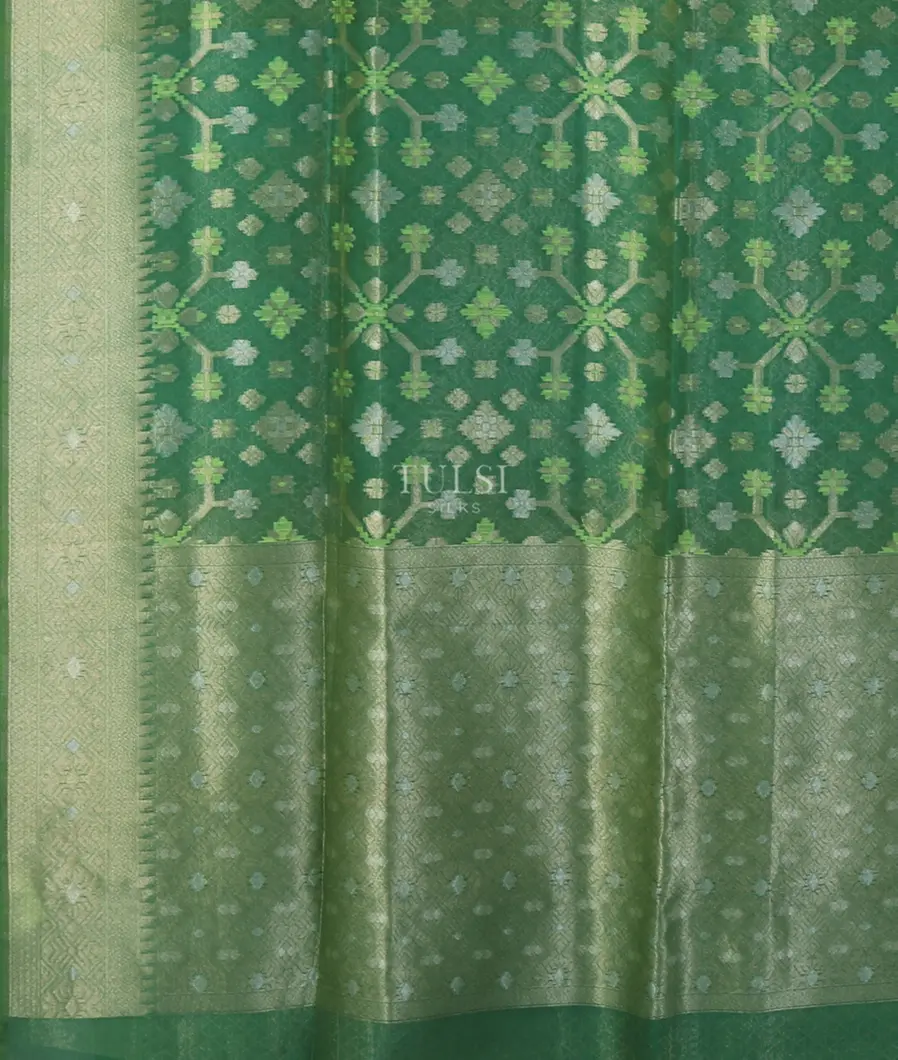 Green Banaras Organza Saree T5224614