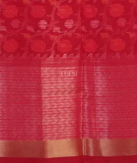 Pinkish Red Banaras Organza Saree T5333453