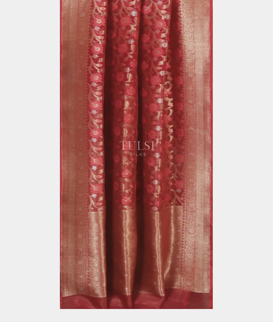 Maroon Banaras Organza Saree T5333332