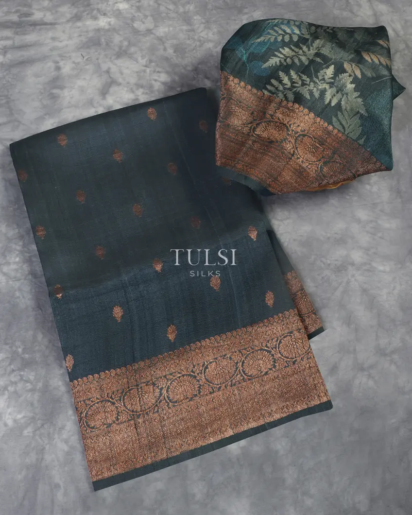 Blue Banaras Tussar Georgette Saree T541852-image