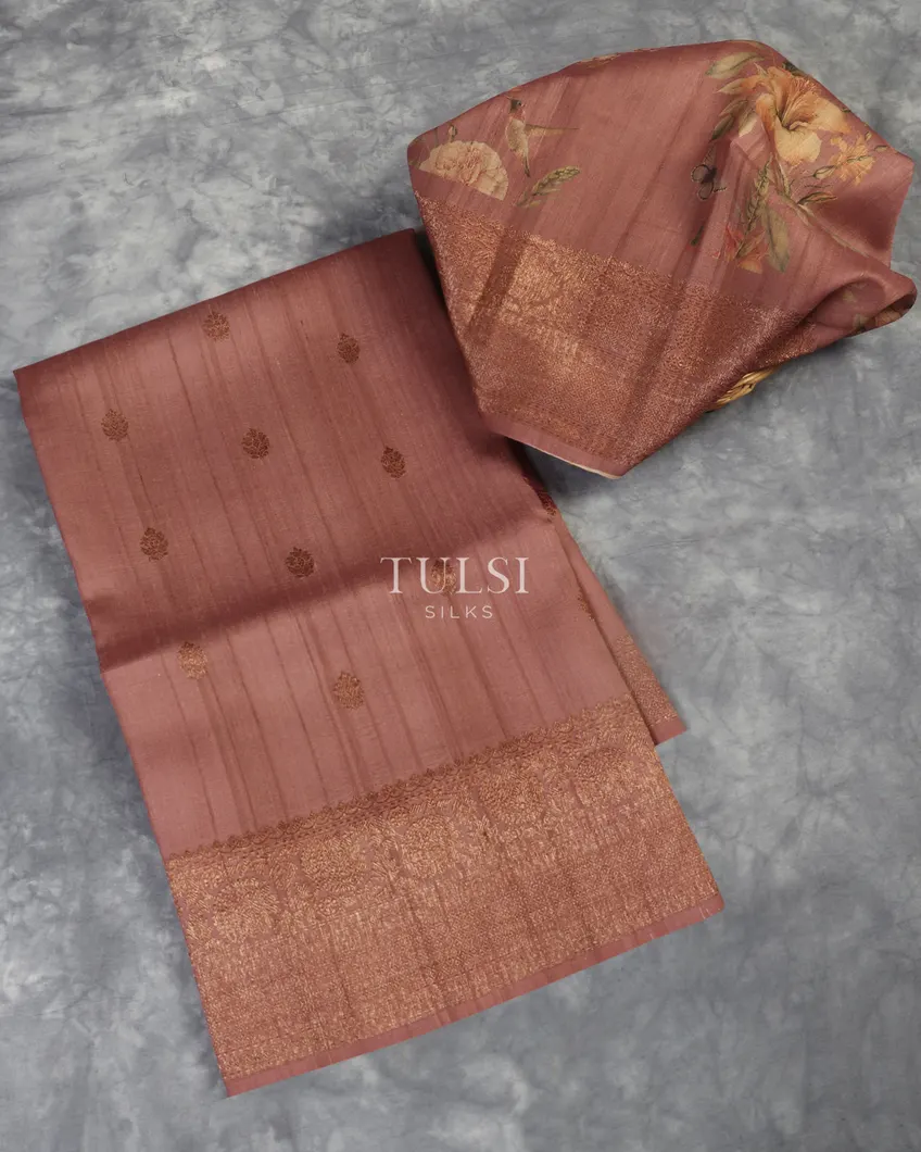 Mauve Pink Banaras Tussar Georgette Saree T541859-image