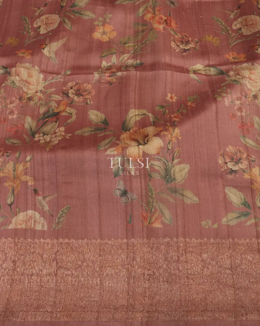 Mauve Pink Banaras Tussar Georgette Saree T5418593