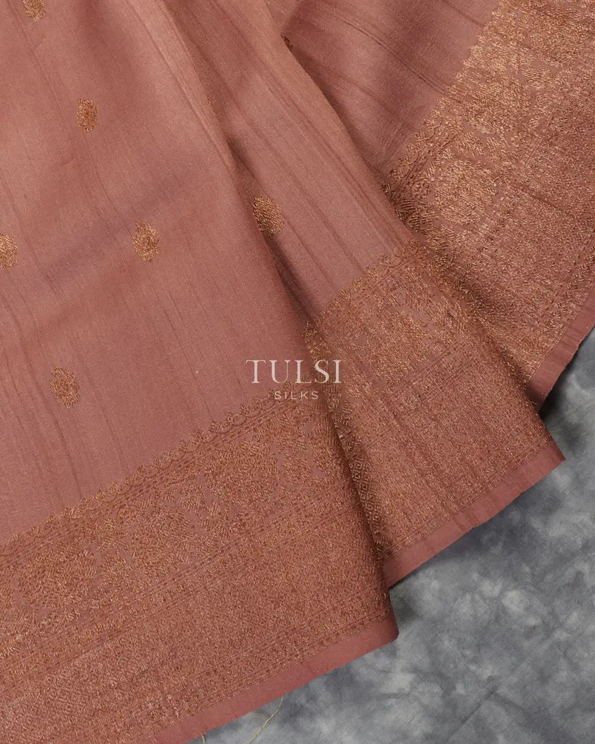 Mauve Pink Banaras Tussar Georgette Saree T5418594