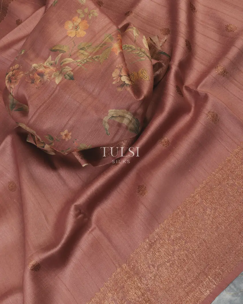 Mauve Pink Banaras Tussar Georgette Saree T5418595