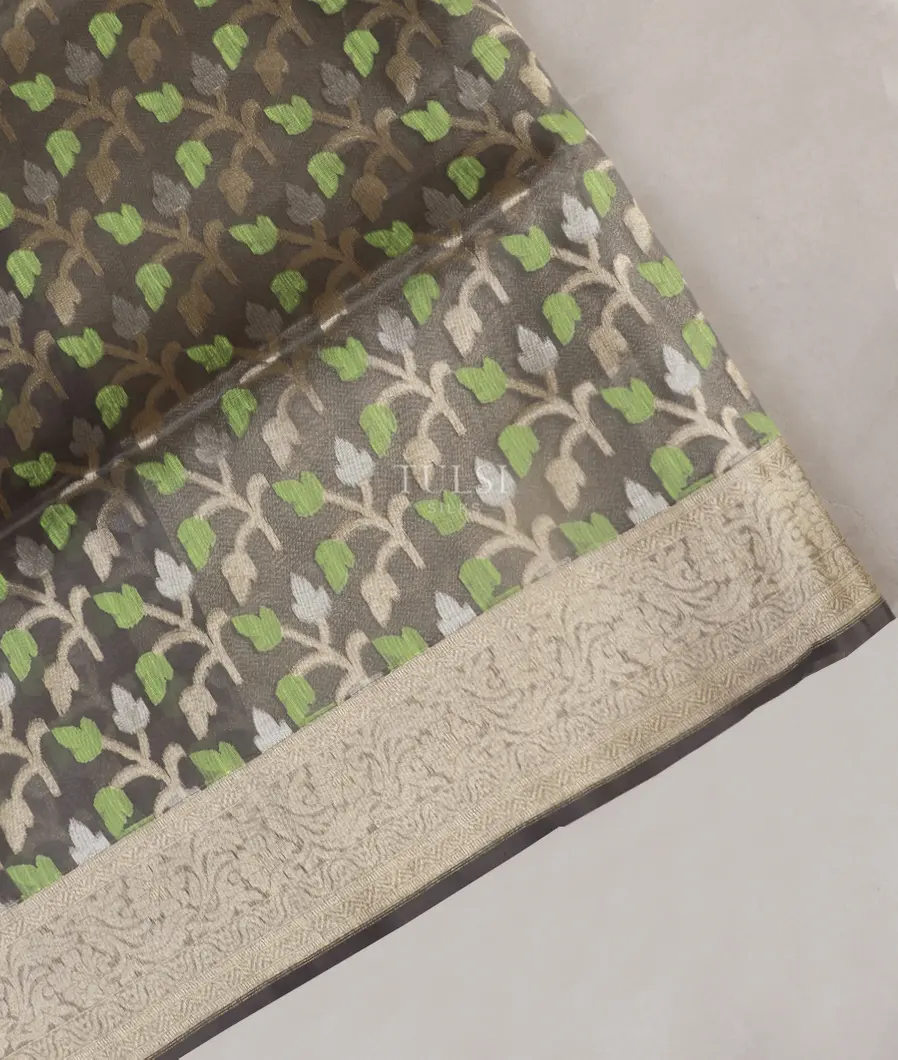 Grey Banaras Organza Saree T533353-image