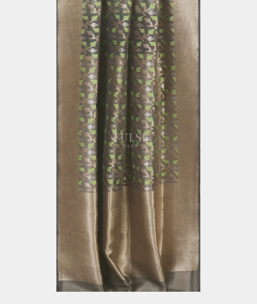 Grey Banaras Organza Saree T5333532