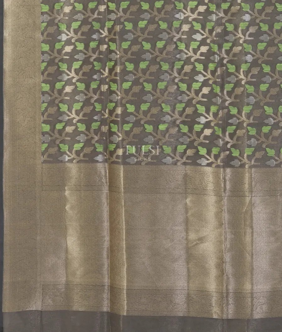 Grey Banaras Organza Saree T5333534