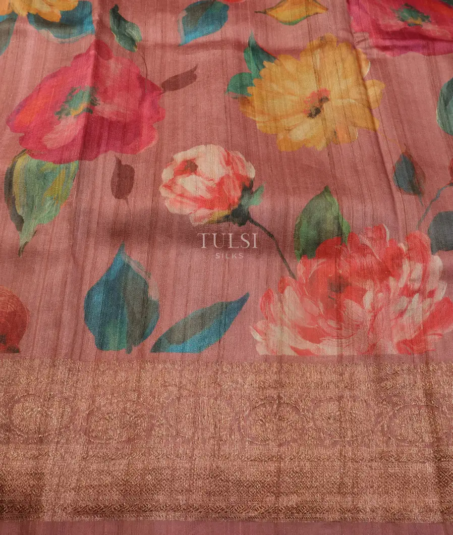 Pink Banaras Tussar Georgette Saree T5418503