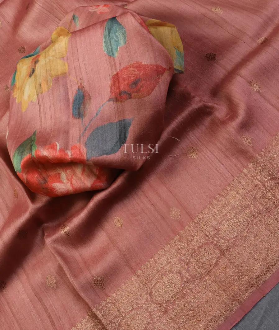 Pink Banaras Tussar Georgette Saree T5418504