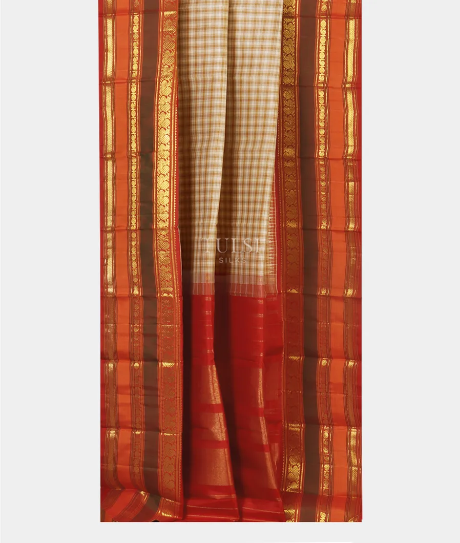 Beige And Off - White Kanjivaram Silk Saree T5386732