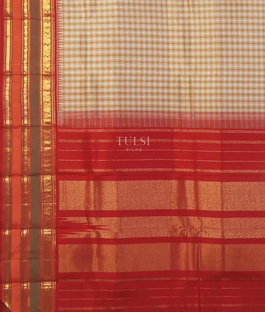 Beige And Off - White Kanjivaram Silk Saree T5386734
