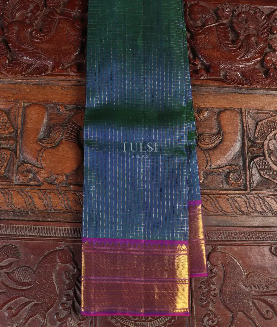 Peacock Blue Kanjivaram Silk Saree T539480-image