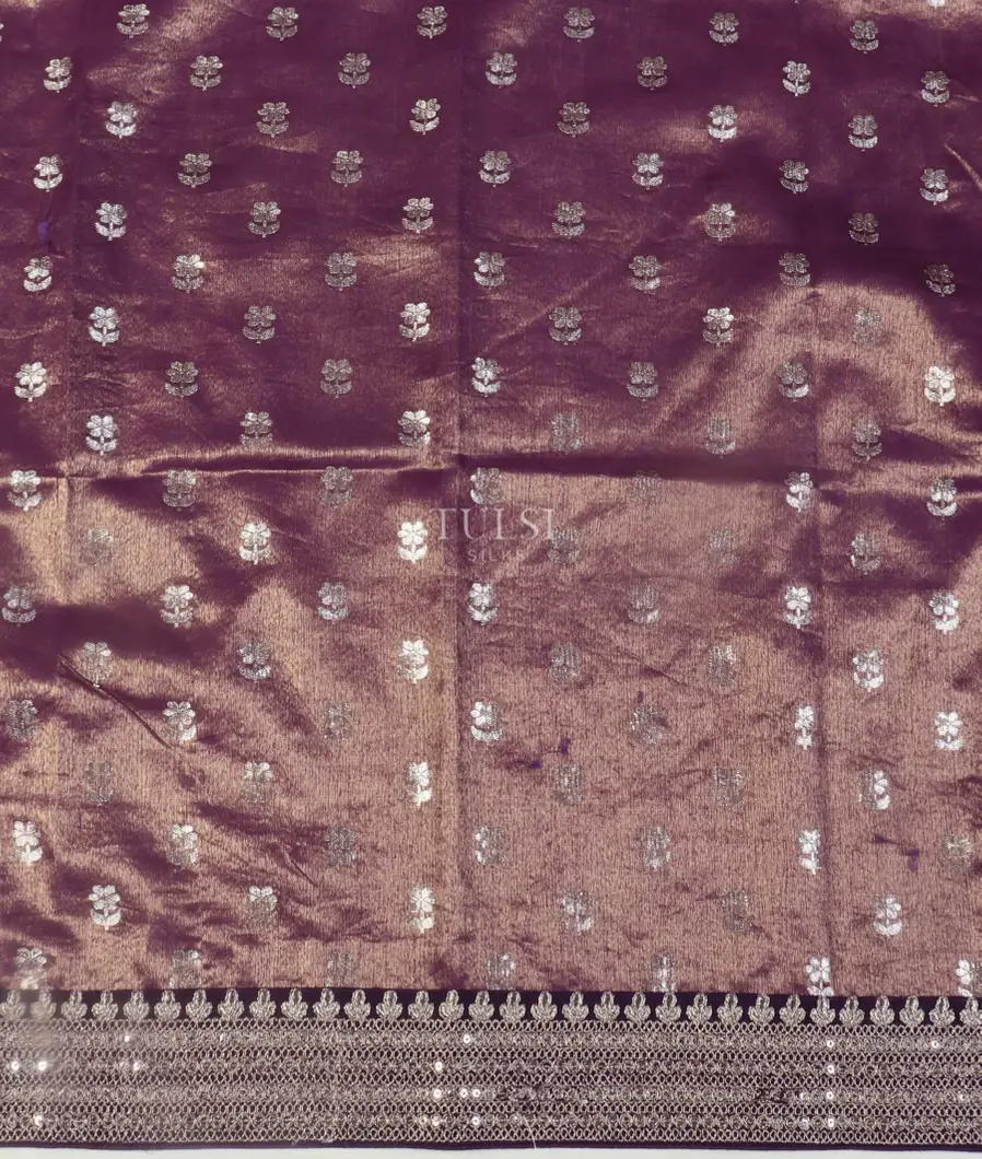 Purple Kora Tissue Organza Embroidery Saree T5430803